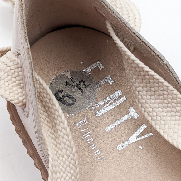 Puma Fenty X Rihanna Women Creeper Bow Cream Leather Platform Sandals size 6.5 - Picture 8 of 11
